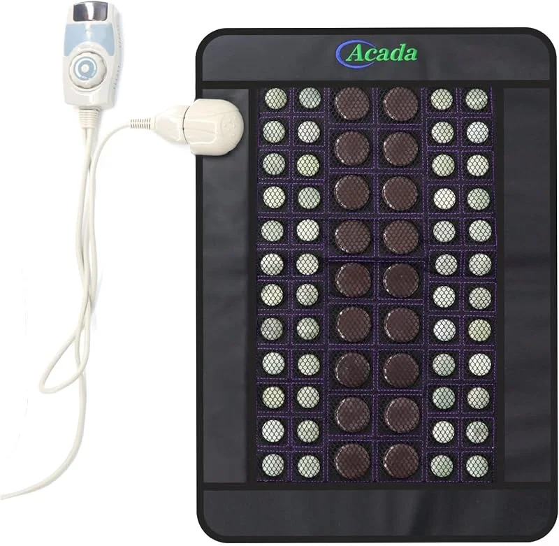 ACADA Tappetino riscaldante a infrarossi, 58, 6 x 40, 6 cm, con giada naturale e tormalina, per schiena, vita e gambe, tappetino a infrarossi Hot Stone con controller intelligente e spegnimento — Riscaldamento