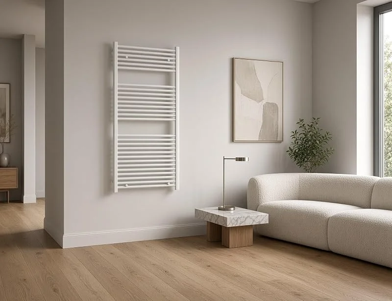 Scaldasalviette termoarredo 80x55 cm (int.50) bianco da bagno tubi dritti MICHALI — Riscaldamento