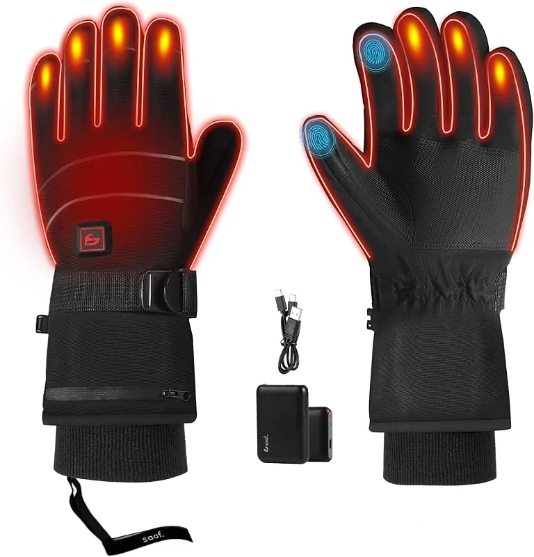 Guanti Riscaldati – Pro – 3 livelli – Guanti elettrici – Resistenti all'acqua e al vento – Guanti riscaldabili ricaricabili – Nero – di Saaf — Abbigliamento riscaldato