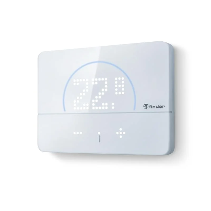 Finder BLISS2 Termostato Smart Tipo 1C.B1. Alimentazione a batterie o con alimentatore. Gestibile anche tramite App e Assistenti Vocali. Colore Bianco — Riscaldamento