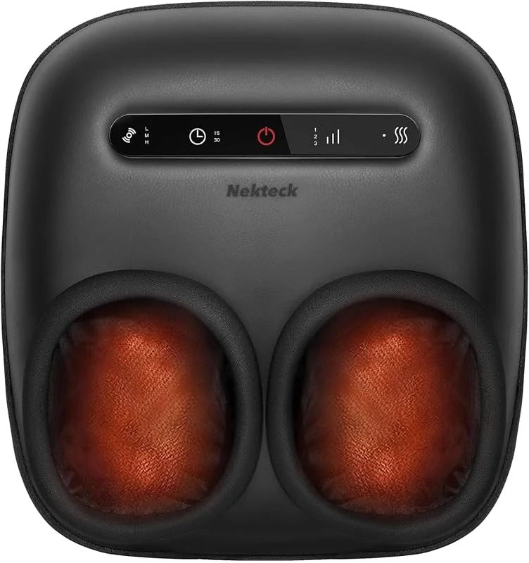 Nekteck Massaggiatore Shiatsu per piedi con calore, massaggiatore elettrico con rullo contro il dolore, per una migliore circolazione sanguigna, ideale contro la neuropatia (grigio scuro) — Riscaldamento