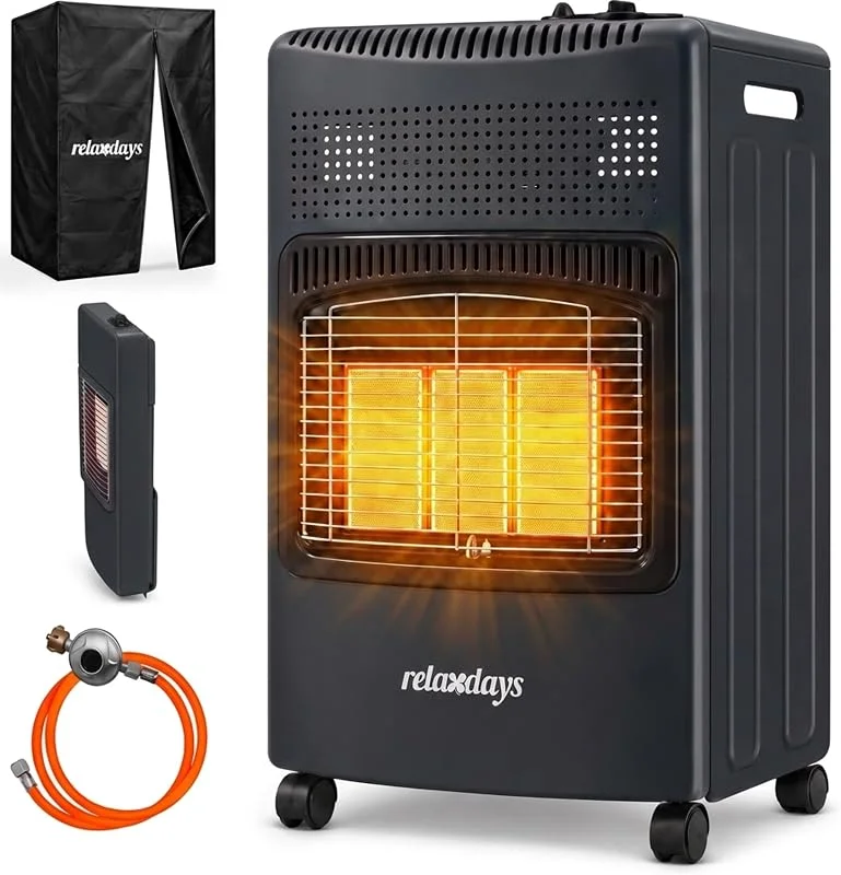 Relaxdays Stufa a gas, nera — Riscaldamento