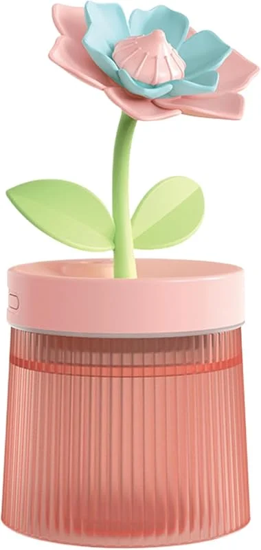 Mini Umidificatore Nano Nebulizzatore Umidificatore da scrivania Silenzioso a Forma di Fiore da 260 ml con Luce Notturna Ricaricabile Spegnimento Automatico Portatile per Camera da