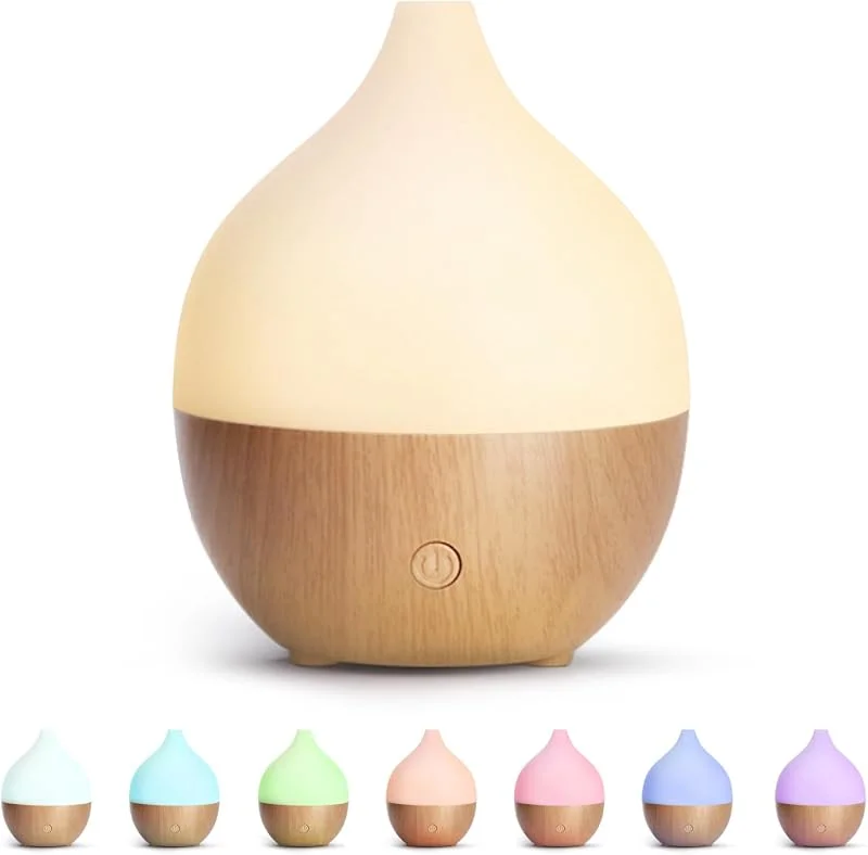 SALKING Diffusore di Oli Essenziali 100ml Effetto Legno Chiaro 7 LED — Umidificatore