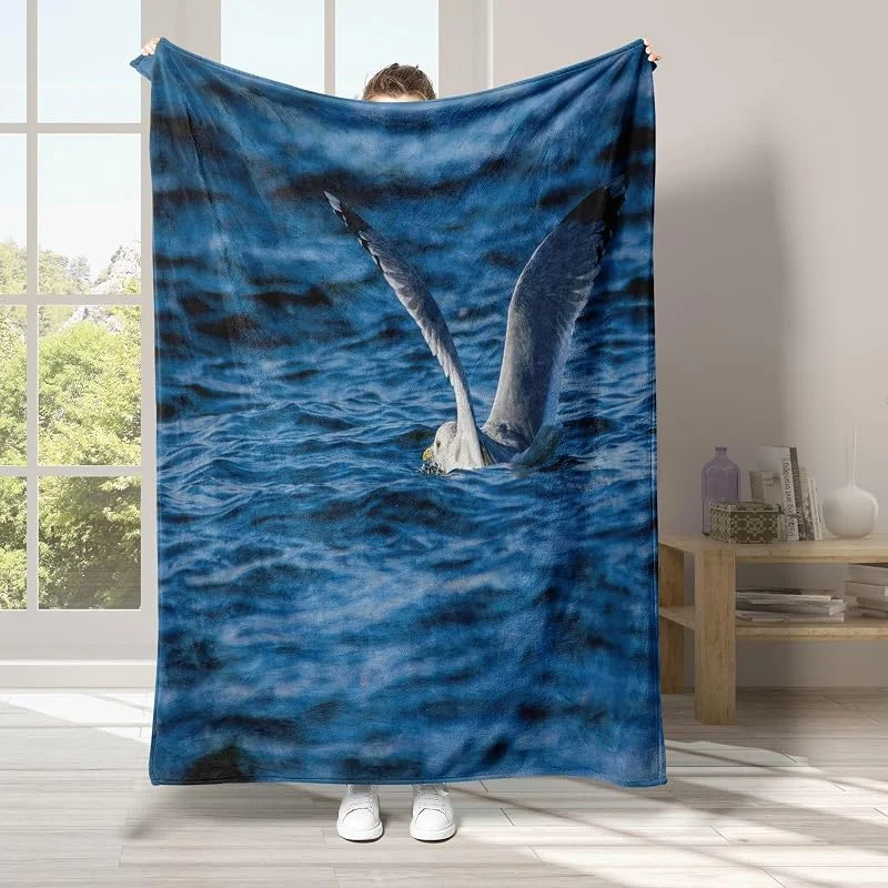 Oceano Coperta di Flanella 220x240cm, Uccello Blanket Morbido Caldo e Confortevole, Modello di Copert con Stampa 3D, Adatto a Tutte le Stagioni — Riscaldamento