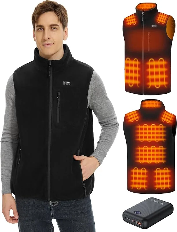 Pile Gilet Riscaldato Uomo con 16000mAh 7.4V Batteria Inclusa, Giubbotto Riscaldante per Uomini, Gilet Riscaldato in Pile per Caccia, Sci e Motociclismo all'Aperto-XL — Abbigliamento riscaldato