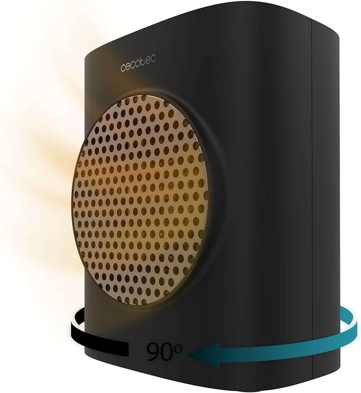 Cecotec Scaldabagno Ceramico ReadyWarm 1570 Max Ceramic Rotate Smart Black. 1500 W, Tecnologia Ceramica, Touch Screen, Termostato Regolabile, Oscillazione 90º, Timer, Spegnimento Automatico — Riscaldamento