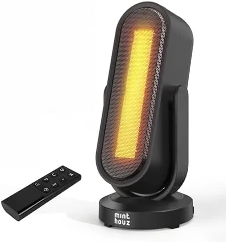 Minthouz Termoventilatore a risparmio energetico, in ceramica PTC, 3 modalità, timer da 8 ore, angolo di rotazione di 120°, termostato portatile, con protezione da surriscaldamento e ribaltamento, per