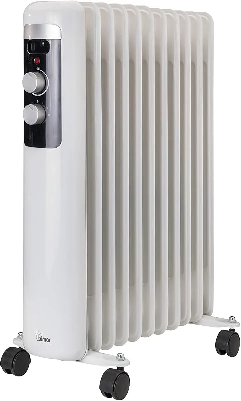 Radiatore ad olio 2500W con 11 elementi riscaldanti 4 ruote piroettanti e maniglia integrata Termosifone elettrico a convezione naturale — Riscaldamento