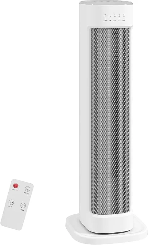HOMCOM Stufa Elettrica Ceramico 2000W con 3 Temperature Regolabili Bianco — Riscaldamento