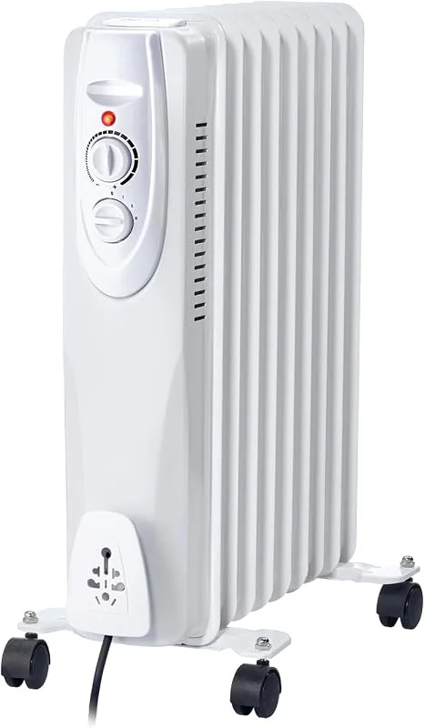 Velamp Radiatore ad Olio 9 elementi 2000 W – riscaldamento silenzioso e uniforme, 9 lamelle efficienti, termostato regolabile, ruote trasportabili