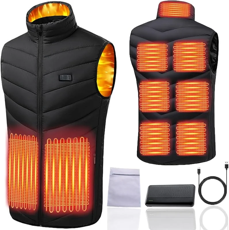 Ahigh Gilet Riscaldato per Uomo e Donna, Giubbotto Riscaldato con Batteria Inclusa, Giacca Riscaldata con 3 Temperature 9 Zone Di Riscaldamento, Giubbino Riscaldato per Escursionismo Ciclismo Caccia — Abbigliamento riscaldato