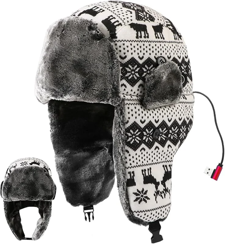 Cappello invernale Ushanka, tre impostazioni, cappello invernale riscaldato tramite USB per un comfort caldo, accessorio morbido ed elegante per adolescenti, pendolarismo, attività all'aperto e uso — Abbigliamento riscaldato