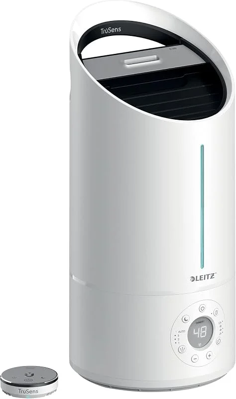 Leitz TruSens 2415167 - Umidificatore ad ultrasuoni N-200 medio per 45 m², con indicatore di umidità e controllo dell'umidità, per uffici, camera da letto e cameretta dei bambini, serbatoio da 5 l