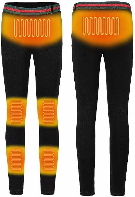 Pantaloni riscaldati da Donna, Leggings riscaldati USB elettrici per l'inverno, per l'esterno, Viaggi, Campeggio, Escursionismo, pendolarismo e Altro (Senza Power Bank) — Abbigliamento riscaldato