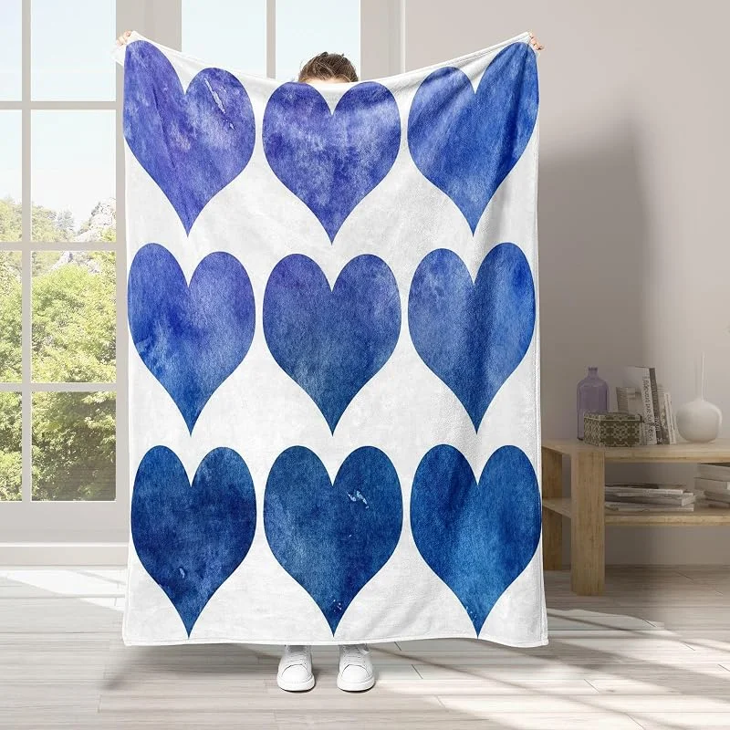 Semplicità Coperta di Flanella 220x240cm, Cuore Blanket Morbido Caldo e Confortevole, Modello di Copert con Stampa 3D, Adatto a Tutte le Stagioni — Riscaldamento