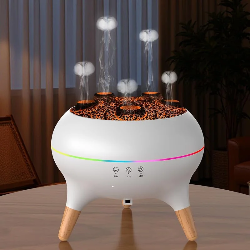 Diffusore di oli essenziali per camera da letto, 250 ml, umidificatore per aromaterapia, diffusore di aromi con luci LED a 8 colori, timer, spegnimento automatico senza acqua (V80-White-2)