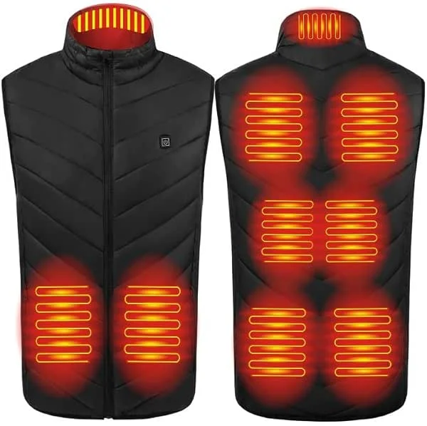 Gilet Riscaldata per Uomo Donna Cotone Giubbotto Termico Riscaldato Unisex Gilets Elettrico Riscaldato con 9 Zone Riscaldamento 3 Livelli di Temperatura Invernale Giacca Tinta Unita a Stampa — Abbigliamento riscaldato