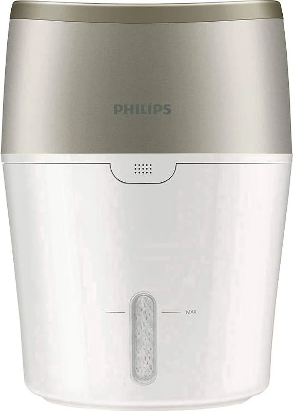Philips HU4803, 01 Umidificatore d'Aria, Tecnologia NanoCloud, Evaporazione Naturale, 2 L, 220 ml, h, Per stanze fino a 25 m², Metallico, Bianco