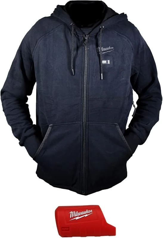 Milwaukee Felpa con cappuccio M12 12 V agli ioni di litio riscaldata anteriore e posteriore, batteria non inclusa (XL, nero) — Abbigliamento riscaldato
