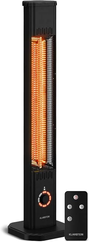 Klarstein Riscaldamento a Infrarossi 2000W – 8 Livelli, Stand Alone o Parete, IP65, Telecomando, Timer, Protezione Antiribaltamento, per Esterni 15 m², Riscaldatori ad Infrarosso