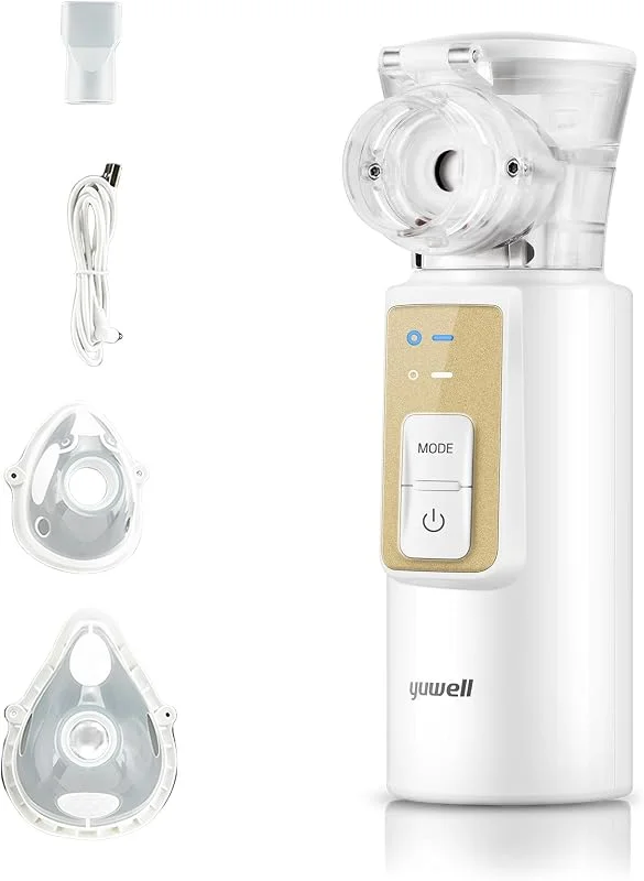 yuwell Aerosol Portatile per Bambini e Adulti, Inalatore Ultrasuone Silenzioso Nebulizzatore, Creare Particelle Ultrafini che Raggiungono il Tratto Respiratorio Inferiore e i Polmoni (M105T) — Umidificatore