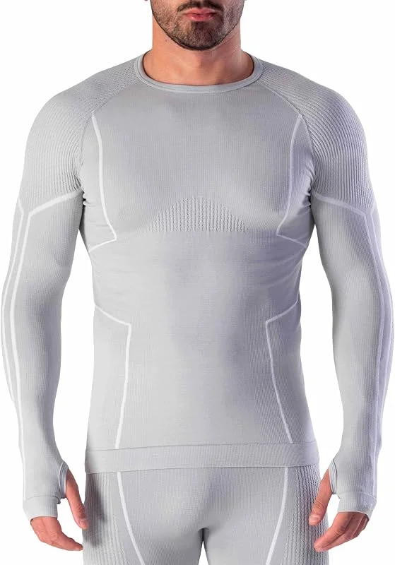 Risalti Maglia Termica Uomo Manica Lunga Merino Tech - Maglie Termiche Uomo a Compressione in Lana Merino, Intimo Termico Uomo Invernale, Termica Uomo Senza Cuciture - Made in Italy — Abbigliamento riscaldato