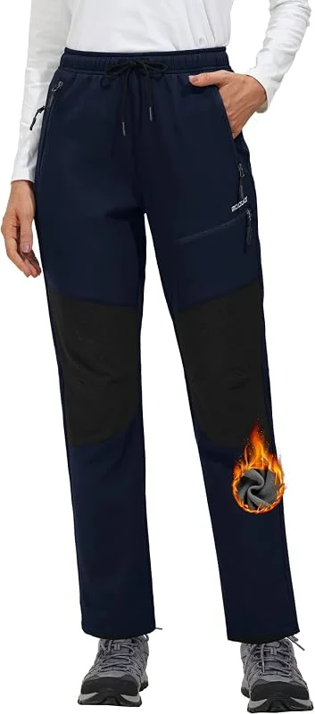 MOCOLY Pantaloni Trekking Donna Pantaloni Sci Invernali Impermeabili Felpati Termici Softshell Pantaloni Tuta Larghi Pantaloni Sportivi da Cargo per Montagna e Sport Outdoor Lavoro — Abbigliamento riscaldato