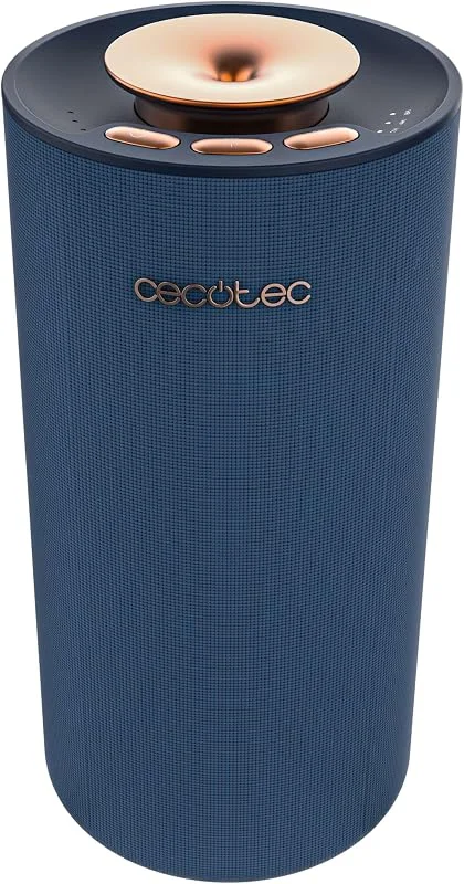 Cecotec Umidificatore Ultrasuoni con Diffusore Aromi 10ml PureAroma 3000 Navy Sound. Altoparlante Bluetooth, Ricarica Wireless, Timer 8h, 3 Modalità Vapore, Luce LED Colori, Aromaterapia, Compatto