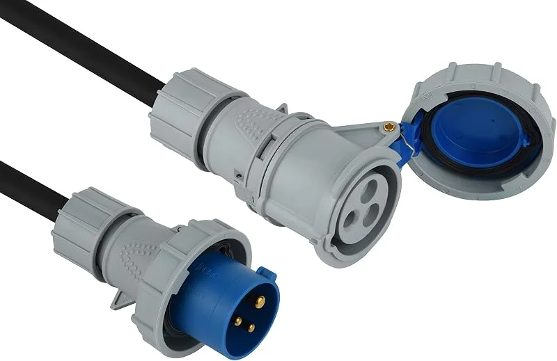 Electraline 46143 Prolunga in Gomma Presa Industriale IEC Spina a 3 Poli Adatta per Camper, Campeggio, Caravan, Barca, cantiere-IP67, Sezione Cavo 3G1.5mm, 20 mt — Riscaldamento
