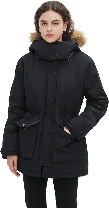 Giacca riscaldata da donna con batteria da 18400 mAh 12 V, giacca parka da donna, giacca riscaldata a batteria da donna per lavoro all'aperto — Abbigliamento riscaldato