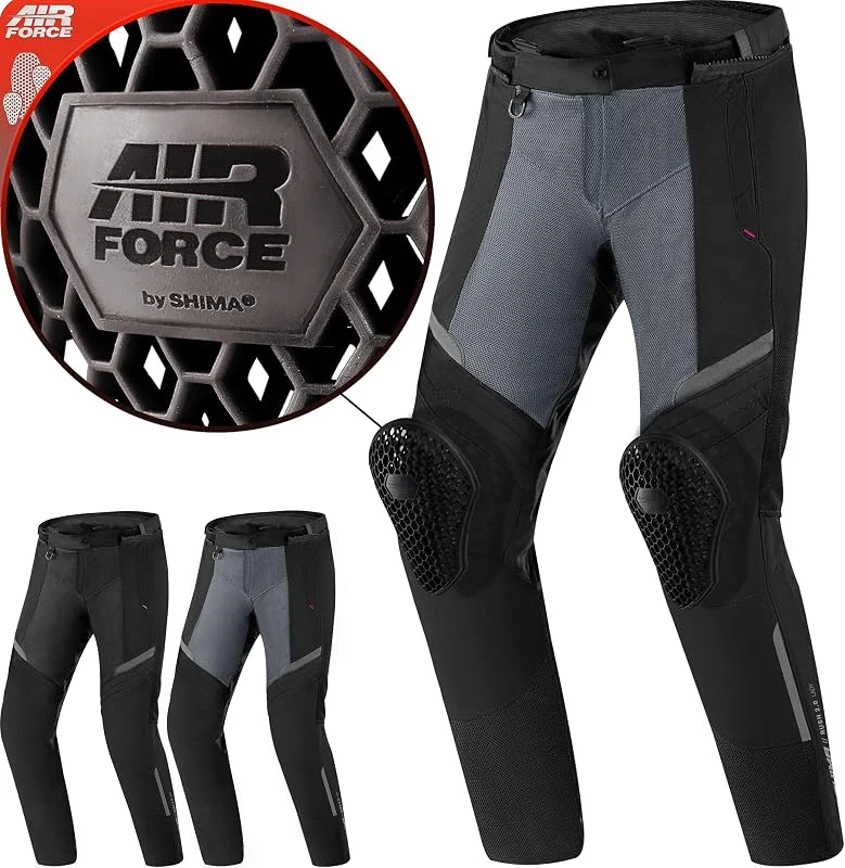 Shima Rush Pantaloni Moto Donna con Protezioni 4 Stagioni, Airforce Protezione Ginocchio, Pantaloni da Moto Impermeabile Estiva Tuta Giacchetta Touring (Nero, Donna, Pantalone, Taglia 3XL) — Abbigliamento riscaldato