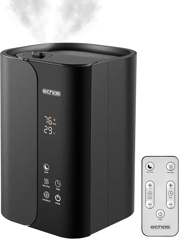 Steinborg - Umidificatore ad ultrasuoni, 5 litri, con nebulizzatore ad ultrasuoni, con telecomando, purificatore d'aria, igrometro, touch screen LED, ultra silenzioso, potente, 350 ml, h, scomparto di