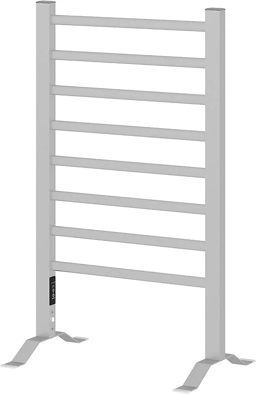 HOMCOM Calorifero Scaldasalviette da Terra o Parete 150W 53x35x90cm Argento — Riscaldamento