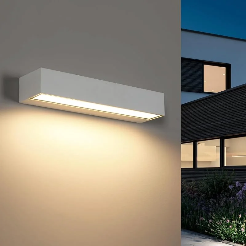 Riserva Applique da Parete Esterno 16W, IP65 Rettangolare, Bianco, 3000K — Riscaldamento