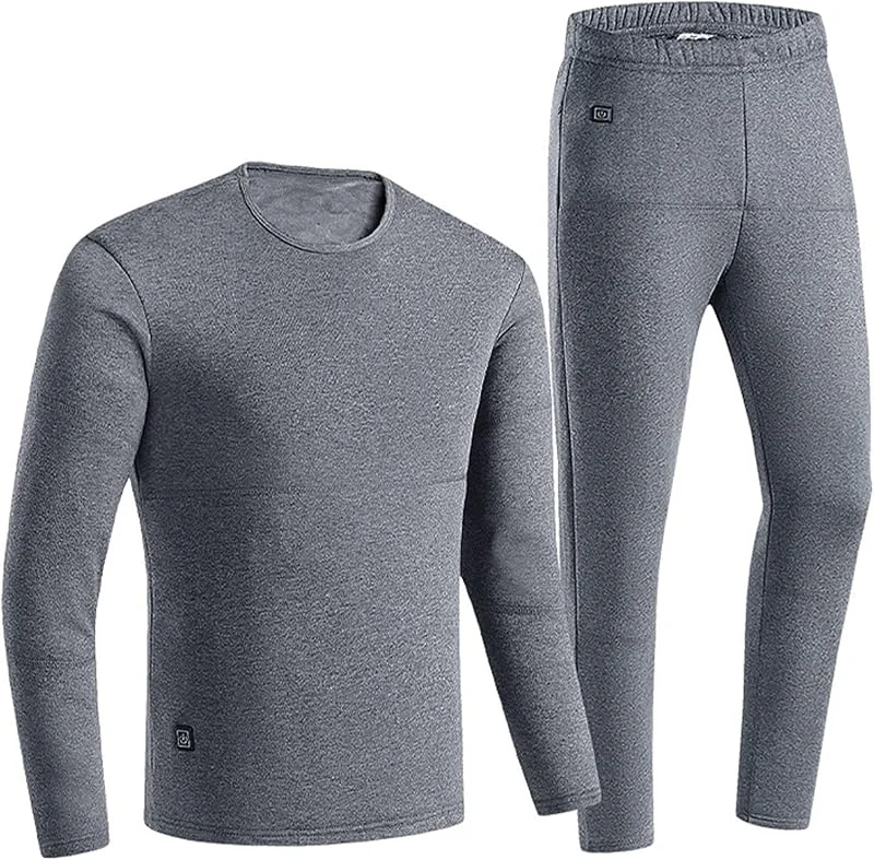Intimo da Uomo Caldo Invernale Riscaldato Set 22 Aree di Riscaldamento Abbigliamento Ricaricabile Tramite USB Fleece Termico Long Johns Senza Power Bank — Abbigliamento riscaldato