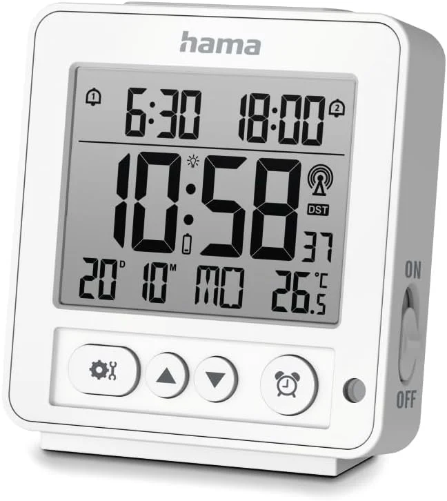 Hama Rhodos - Sveglia digitale radiocomandata, LCD, colore: bianco — Umidificatore