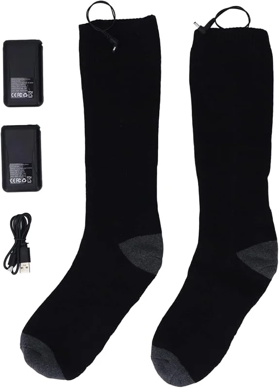 Scaldacalzini riscaldati Ricarica USB 3 livelli di riscaldamento Calzini elettrici lavabili comodi per uomo Donna Attività invernali all'aperto Materiale cotone 355g — Abbigliamento riscaldato