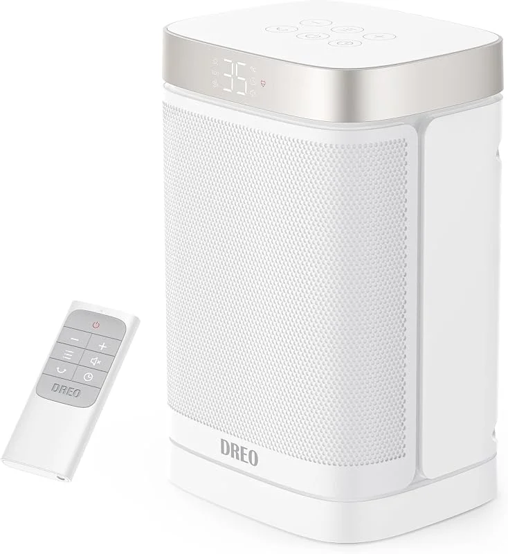 DREO Termoventilatore a risparmio energetico, silenzioso, riscaldamento elettrico da 1500 W, con telecomando, riscaldamento elettrico oscillante a 70°, timer da 12 ore, 3 modalità 3 velocità