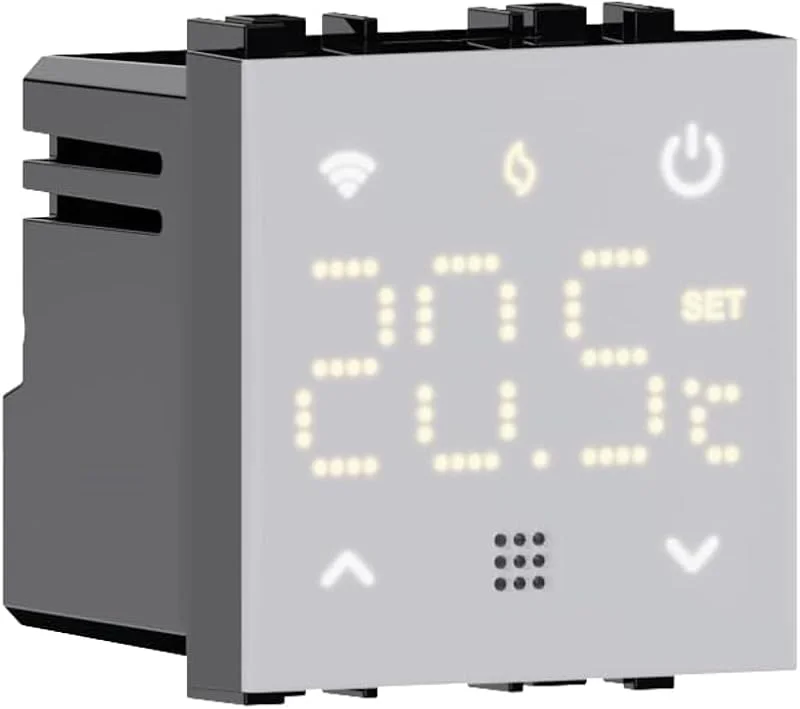 Elektronova termostato da incasso modulo programmabile 2P 240V display touch retroilluminato colore bianco compatibile su supporti Bticino Living — Riscaldamento