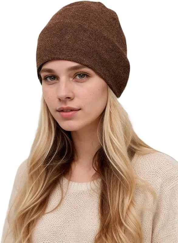 Berretto Invernale Reversibile a 2 Strati 100% Cashmere Berretto a 2 Colori da Donna — Abbigliamento riscaldato
