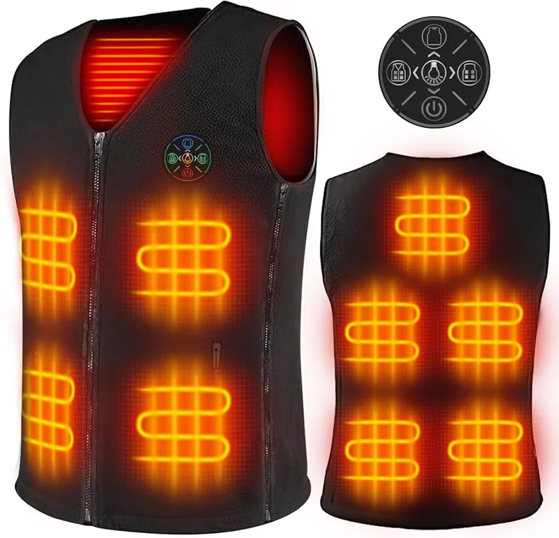 9‑Heated‑Zone - Gilet elettrico unisex, aggiornato 5 V, 7, 4 V, 20000 mAh, con 3 impostazioni di temperatura, per uso esterno freddo, perfetto come regalo di Natale, compleanno e Ringraziamento — Abbigliamento riscaldato