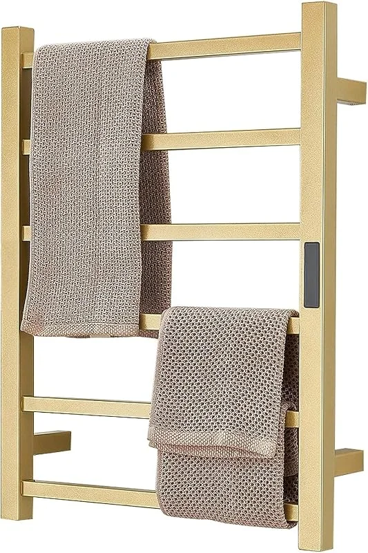 Termoarredo Elettrico Oro Spazzolato Radiatore da Bagno Elettrico da Bagno Controllo Touch del Display Digitale Scaldasalviette Elettrico a Parete Portasciugamani Elettrico — Riscaldamento