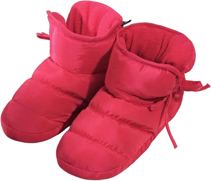 Pantofole in Piumino Stivaletti in Piumino Rosso Caldo Ispessito Alto Scaldapiedi Antiscivolo silenziosi per Le Donne casa, Stivaletti — Abbigliamento riscaldato