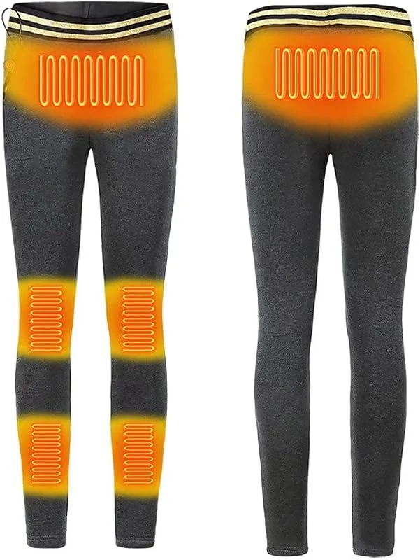 Pantaloni riscaldanti elettrici per Le Donne, Pantaloni Caldi Invernali Lavabili Leggings Termici a Vita Alta, Pantaloni riscaldati USB, per Lo Sci in Bicicletta all'aperto — Abbigliamento riscaldato