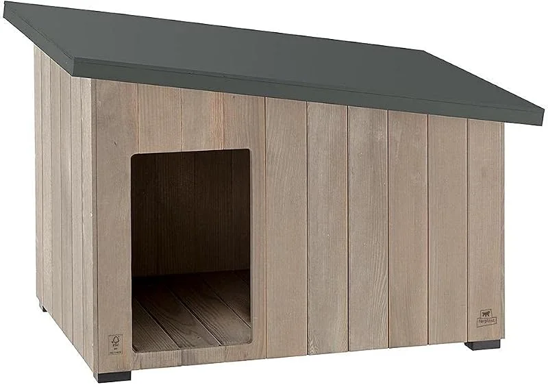 Ferplast ARGO 100 Casetta per Cani in Legno FSC - Tetto Spiovente, Apribile - Trattamento Resina Impermeabile & Anti-UV - Piedi Isolanti - Porta Rifinita - 115 x 73 x h 81 cm — Riscaldamento