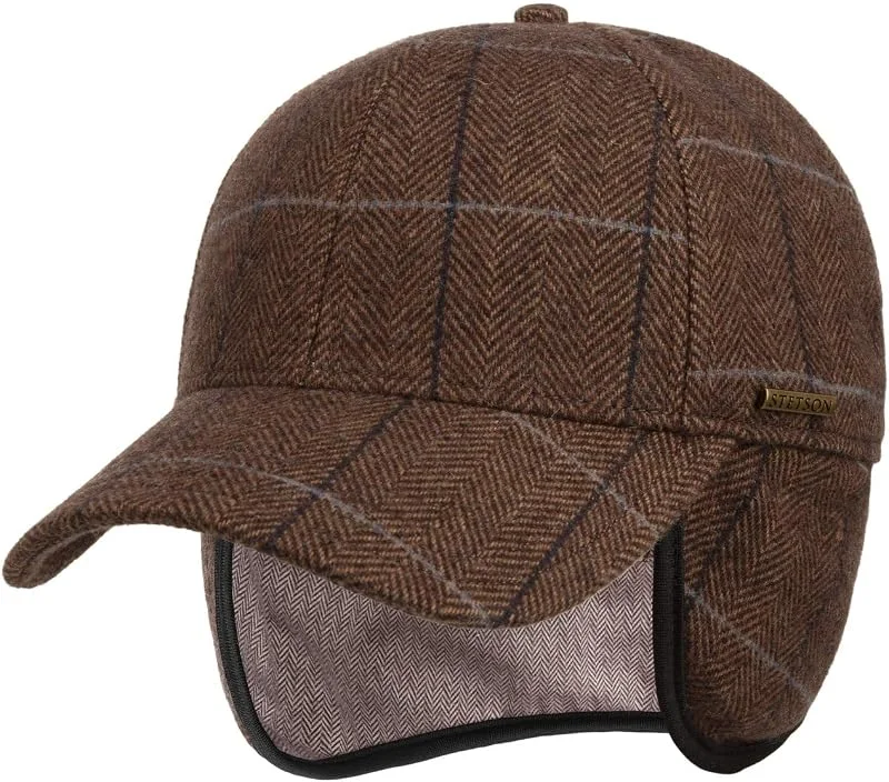 Stetson Kinty Berretto in Lana con copriorecchie Uomo - Berretto di Lana Foderato - con Cotone - con Visiera e scaldaorecchie - Autunno, Inverno — Abbigliamento riscaldato