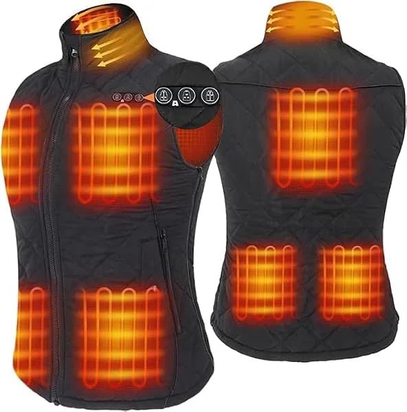 ARRIS Gilet riscaldato da donna, con riscaldamento elettrico, caldo, vestibilità aderente, regolabile, per campeggio, escursionismo, golf, blu (batteria da 7, 4 V) — Abbigliamento riscaldato