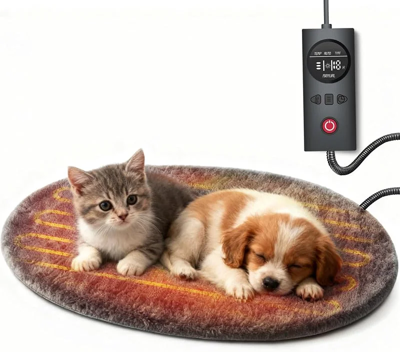 uncn Cuscino riscaldante per animali domestici, 45 x 39 cm, tappetino riscaldante attivato a pressione, per gatti e cani, con rivestimento lavabile e cavo resistente alla masticazione — Riscaldamento
