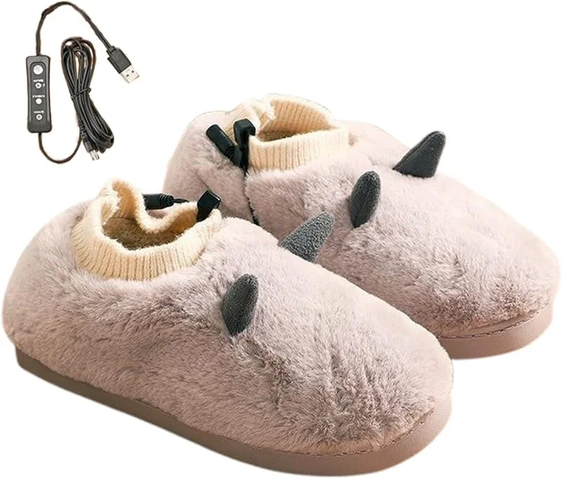 Pantofole riscaldate elettriche riscaldate per piedi pantofole in peluche — Abbigliamento riscaldato